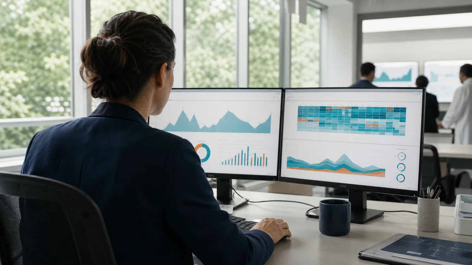 Analista de dados em saúde acompanhando indicadores de demanda, tempo e capacidade